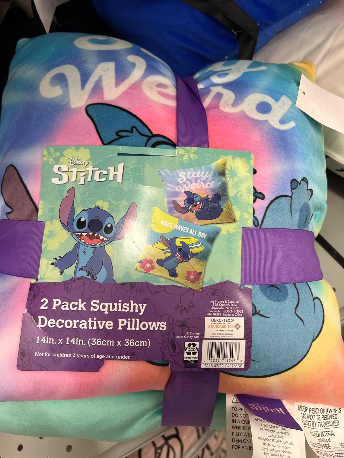Disney Stitch 2-Pk Squishy Decorative Pillows