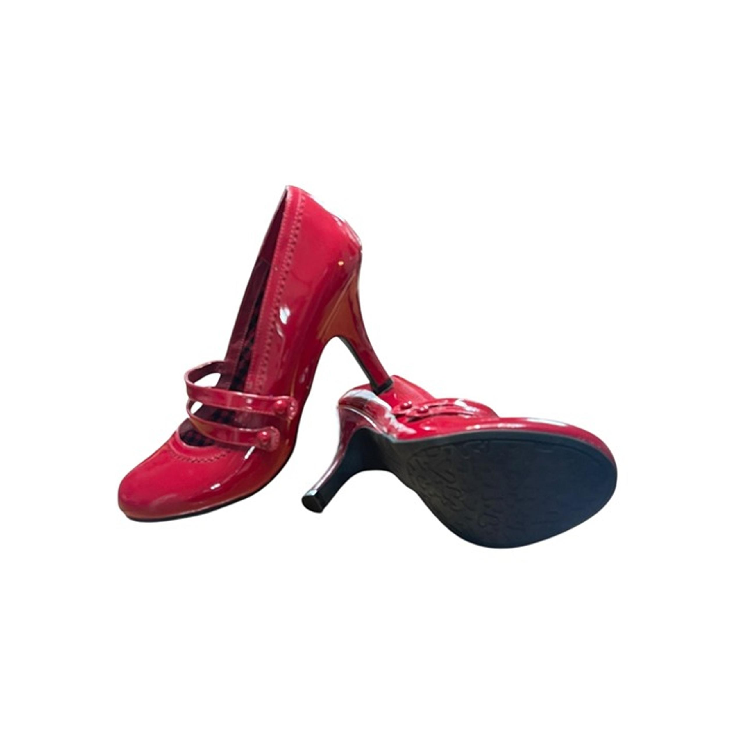 Women Red Patent Leather Bongo Fiona Mary Jane Heels  Heart-Pattern Sole  Siz 11