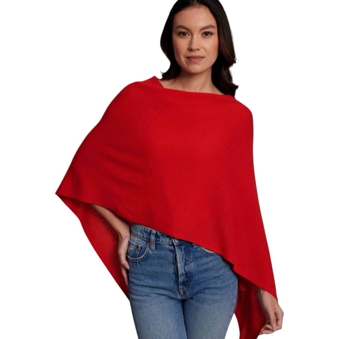 Claudia Nichole Red Cashmere Dress Topper One Size