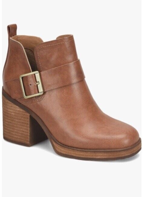 Korks Kari Booties Brown Heeled Square Toe Cutaway Boots Sz 10 NIB