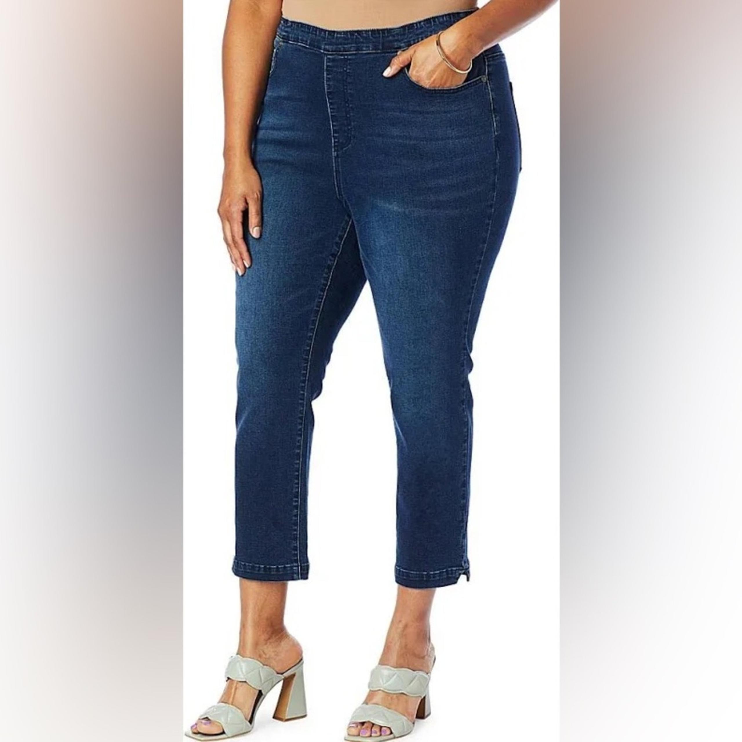 DG2 by Diane Gilman New Classic Stretch Split Hem Pull-On Capri Indigo M