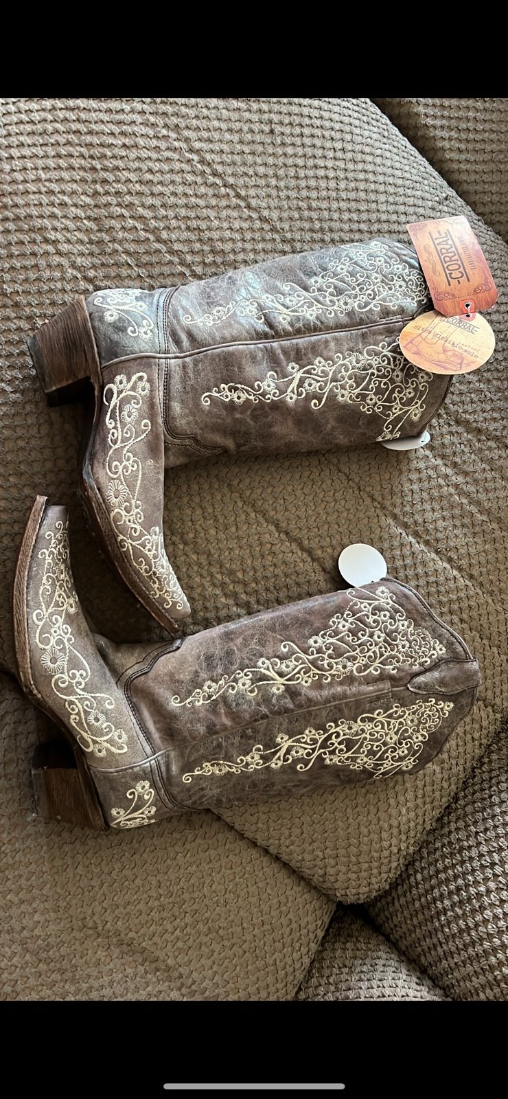 CORRAL WOMEN'S BROWN CRATER EMBROIDERED WESTERN BOOTS - SQUARE TOE