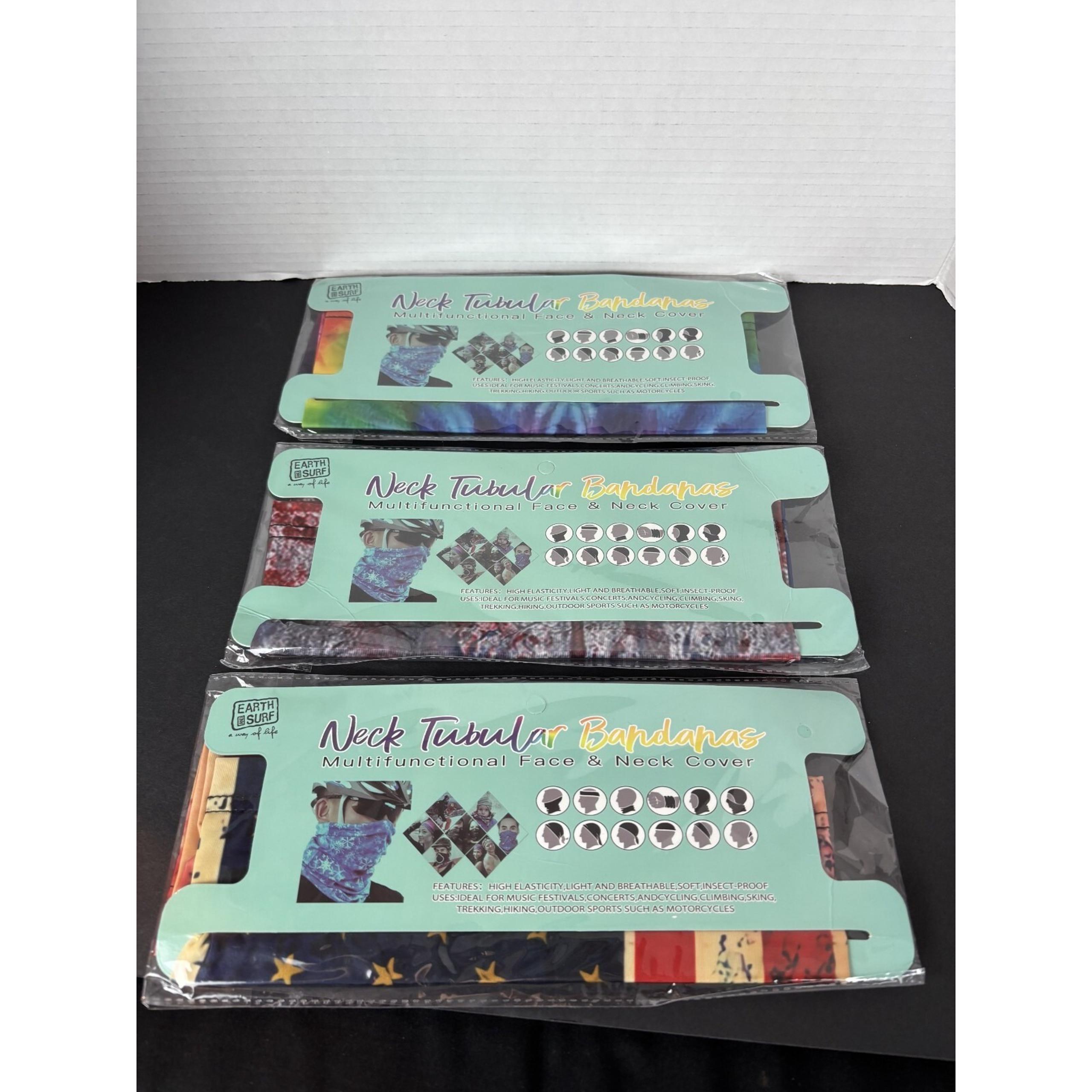 Set of 3 Neck Tubular Bandanas Multifunctional Face & Neck Cover New in Package