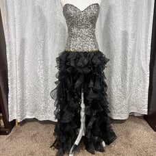Short to long black strapless dress Sherri hill