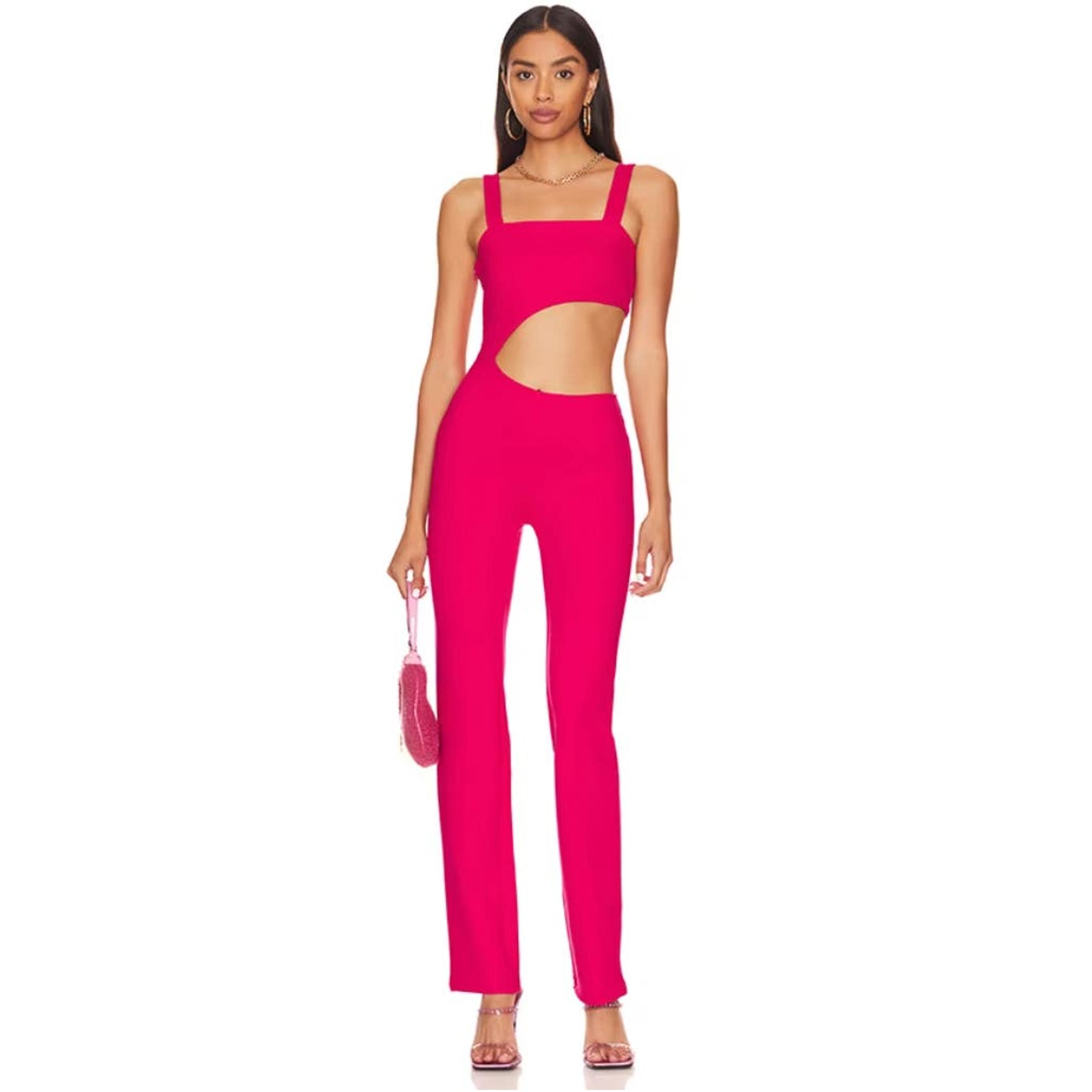 Superdown Women's Pink Brylee Cut Out Jumpsuit Square Neck Sleeveless Size XXS
