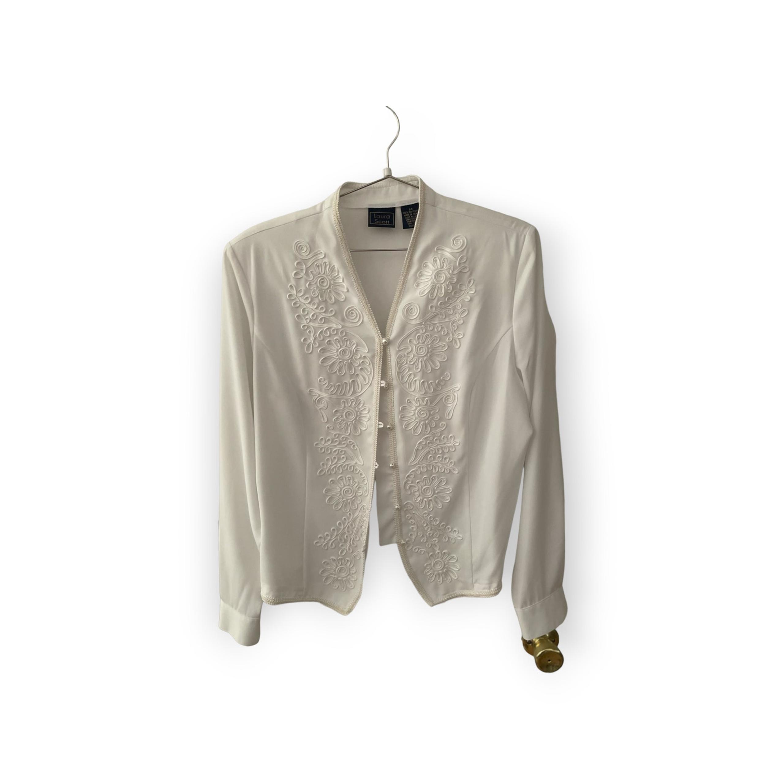 Vintage 1990s Laura Scott Blouse Sz 14 pearl embellished EUC