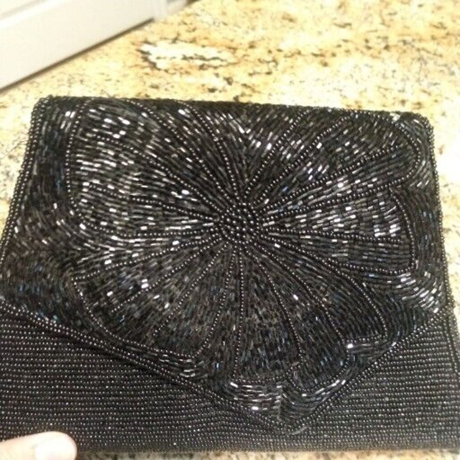 MCM Black Beaded Wristlet / Crossbody Small Cute Purse Bag