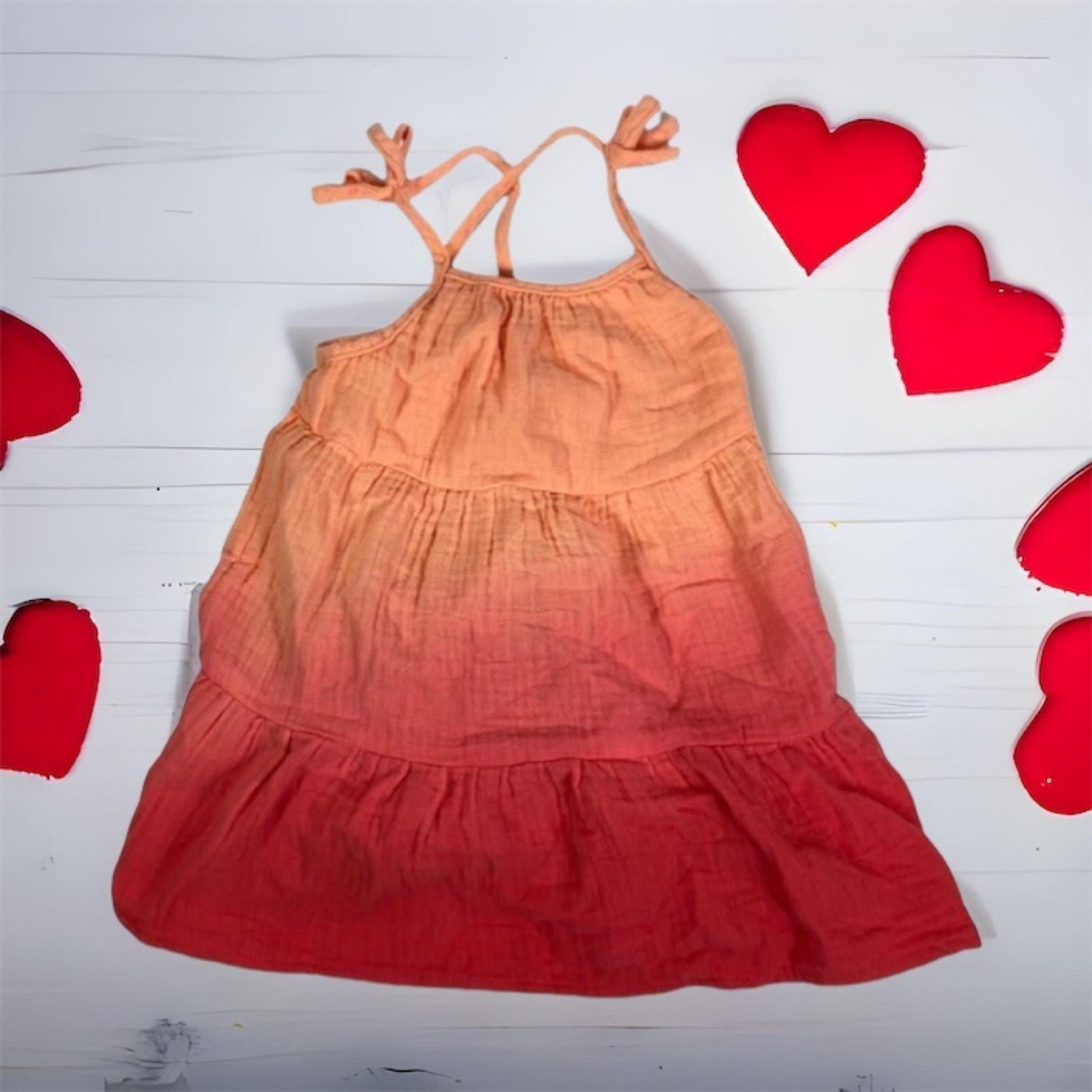 Girls Sleeveless Dress Orange Pink Size 2T - Cat & Jack