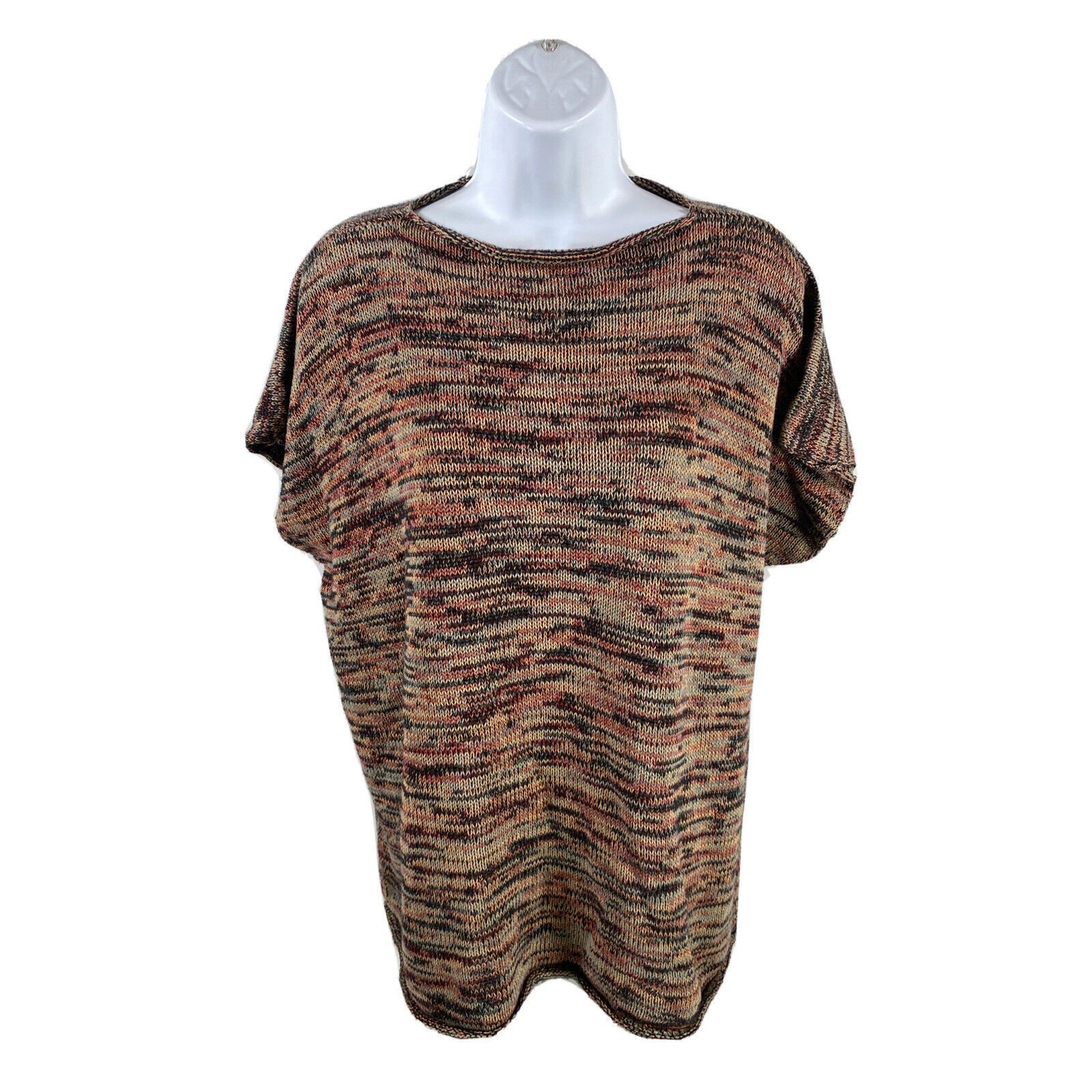 Chris Triola Women's Brown/ Multi-Color Short Sleeve Sweater - 2