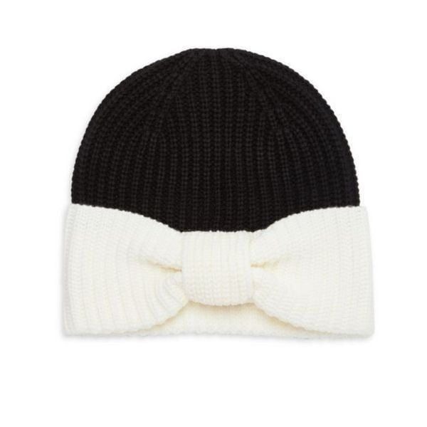 NWT Kate Spade colorblock bow beanie