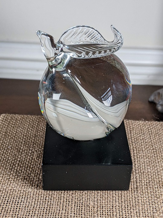 Lillie Hand Blown Art Glass Peach Sculpture Signed