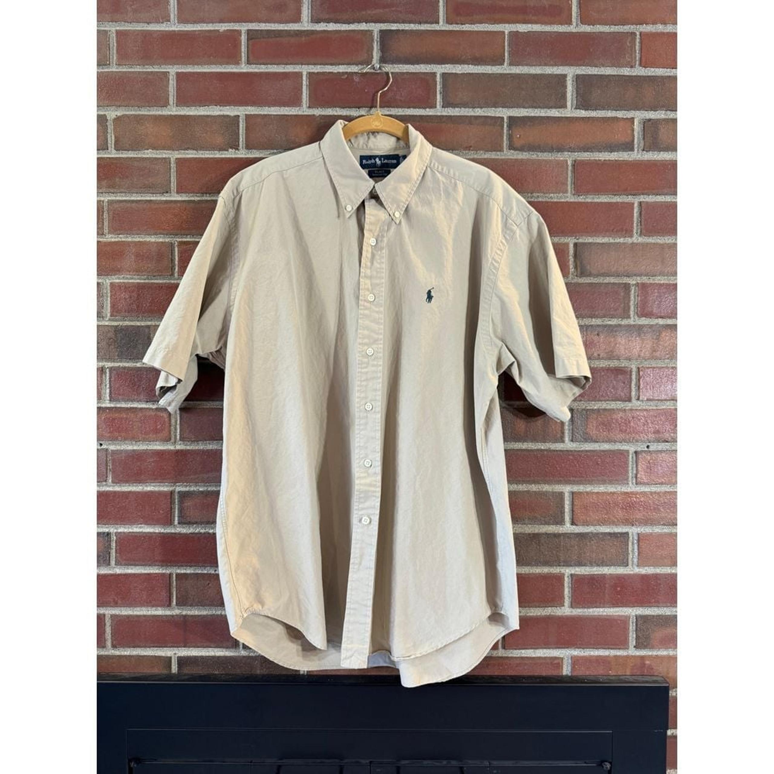 Ralph Lauren Blake Men's Beige Button-Down Shirt - Size Large, 100% Cotton