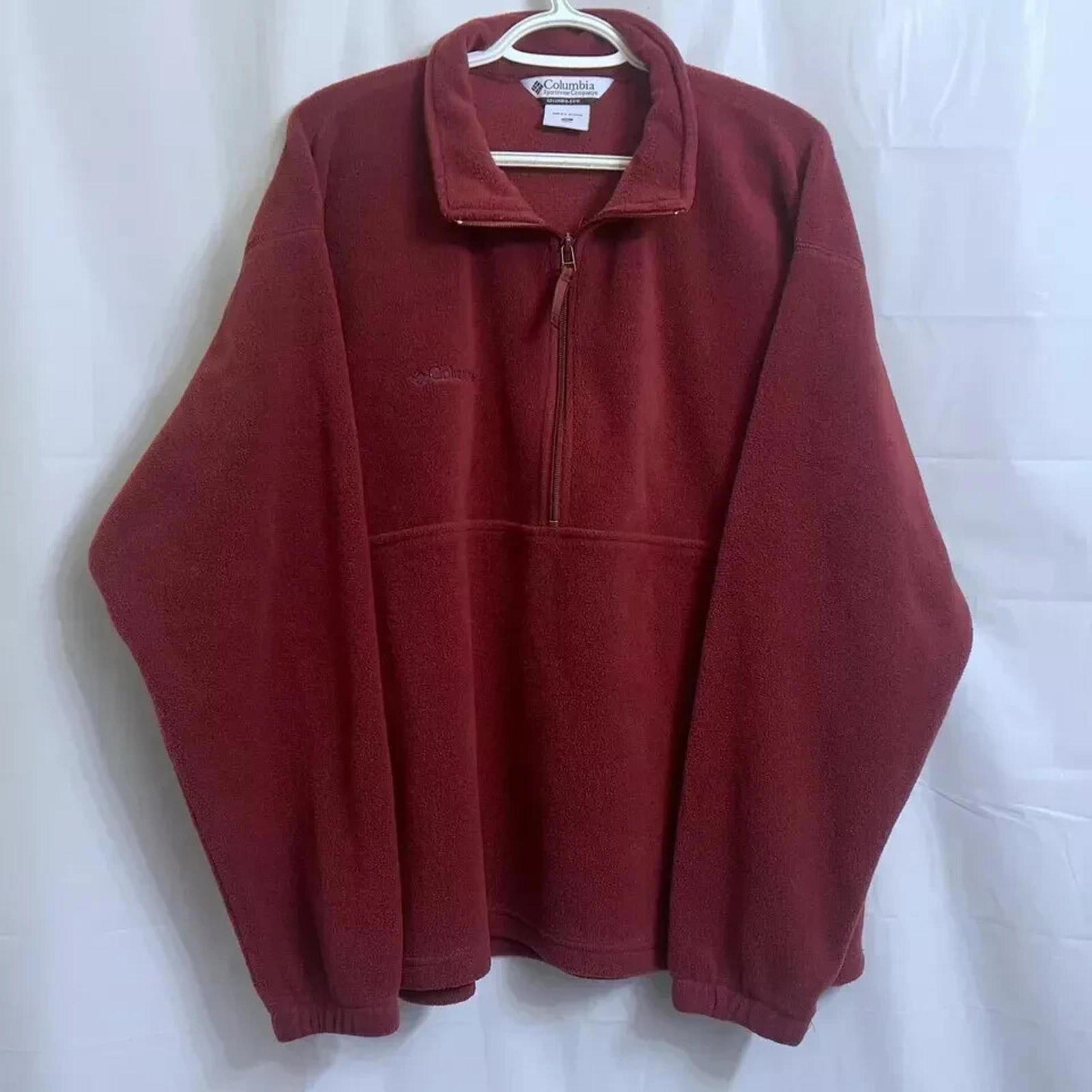 Columbia 1/2 Zip Fleece Pullover Sweater Unisex Extra Large XL Red