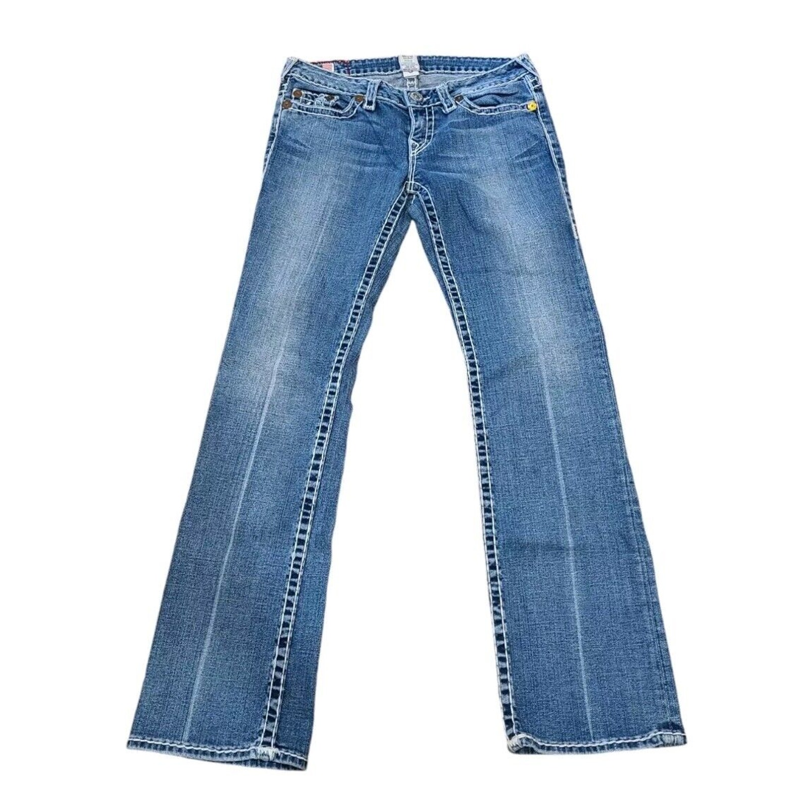 True Religion JOHNNY SUPER T Iconic BIG Stitch Boot Cut Jeans Low-Rise Y2K | 32