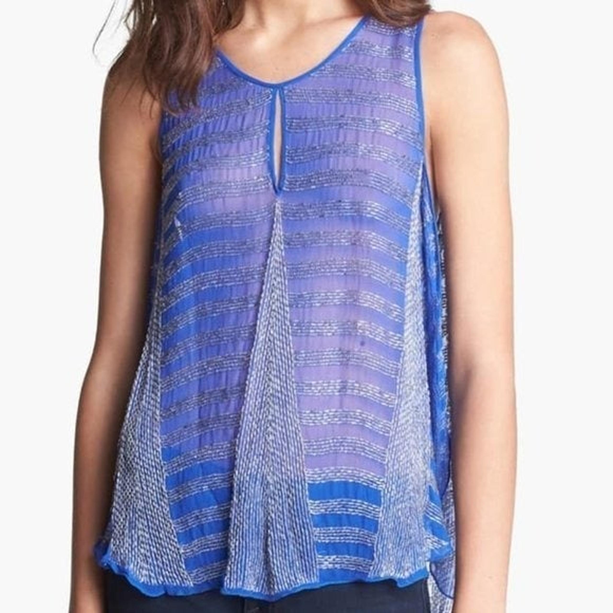 Parker Luna Silk Beaded Keyhole Tank Top