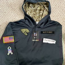 Rare 2XL 100% Nike 2016 Jacksonville Jaguars Salute To Service Hoodie 2x fits XL