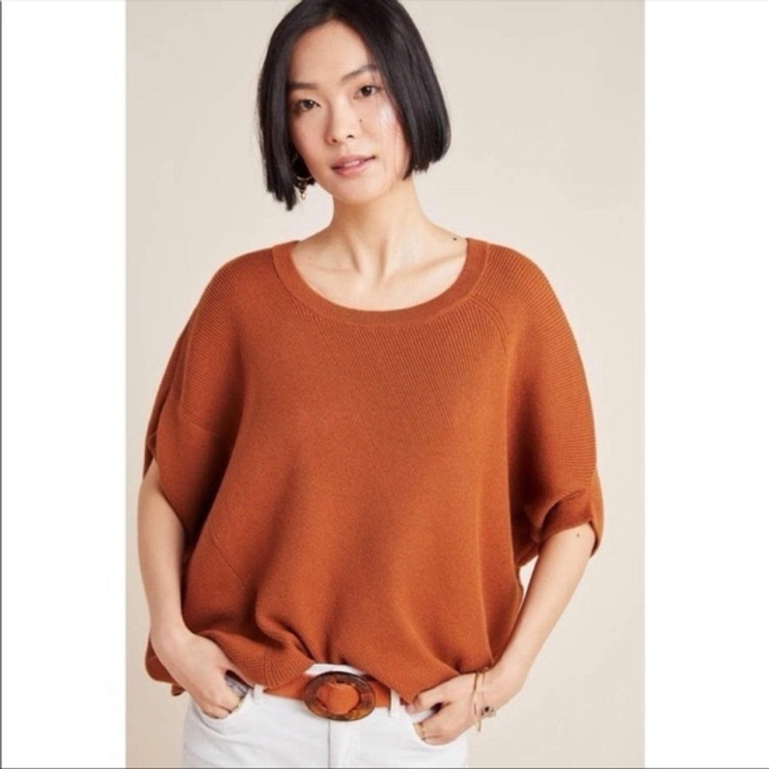 Anthropologie Vanessa Knit Honey Tan Poncho Sweater Women’s Medium Pullover Chic