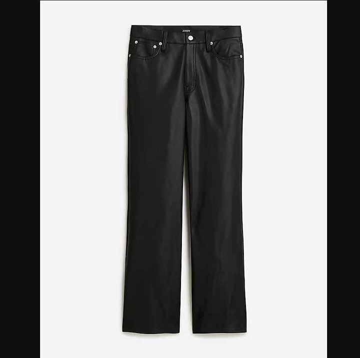 New women's 30 J Crew Slim Wide-Leg crop pants in black faux leather