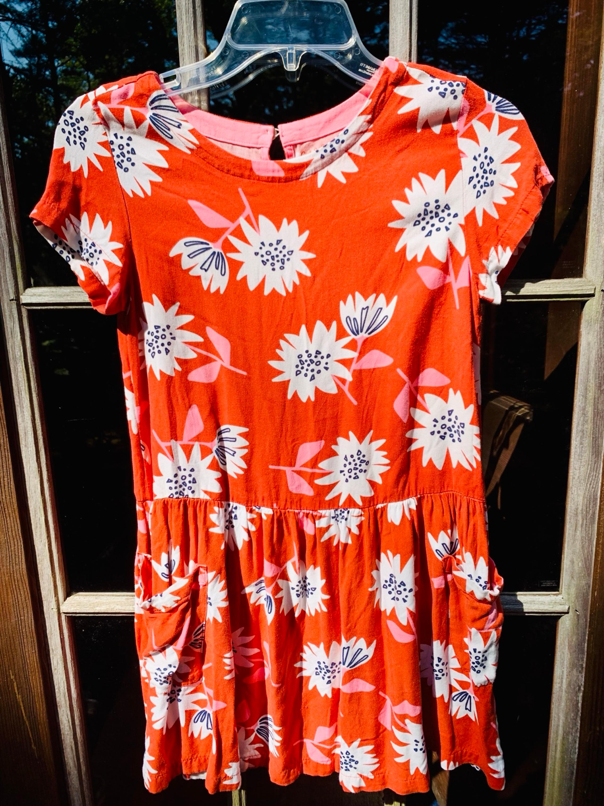 Cat&Jack orange floral short sleeve dress lightweight size 10/12