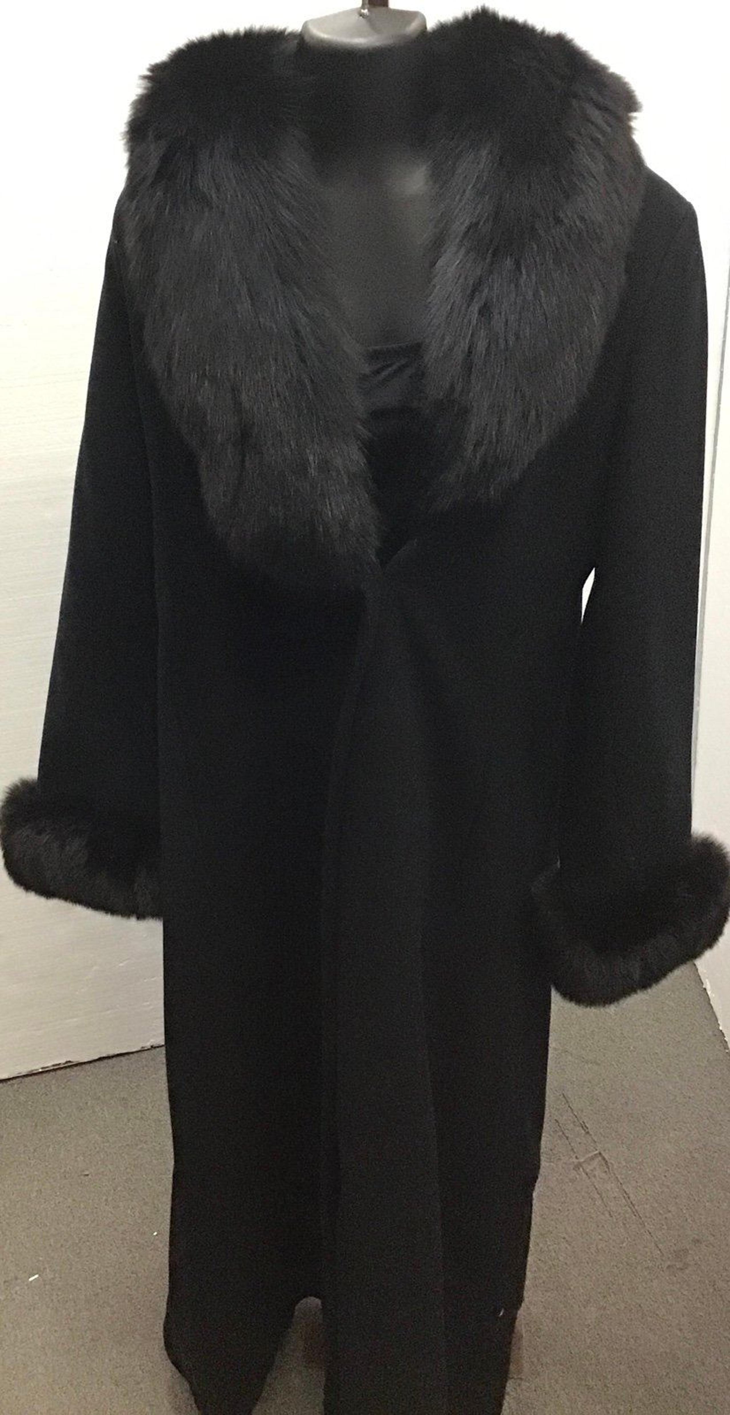Ellen Tracy Women Black Fur Long Sleeve Jacket Size 6