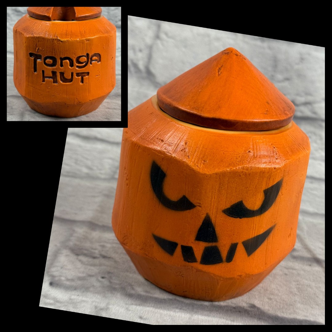 Tonga Hut Palm Springs Halloween Jack-O-Lantern Tiki Mug Eekum Bookum #16/75 Lid