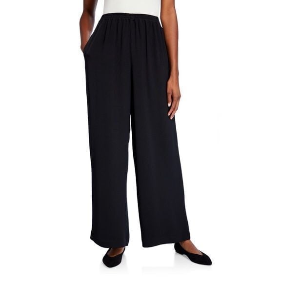 Eskandar Women's Black Wool/Cashmere Wide-Leg Pull-On Pants Trousers 1 (S/M)