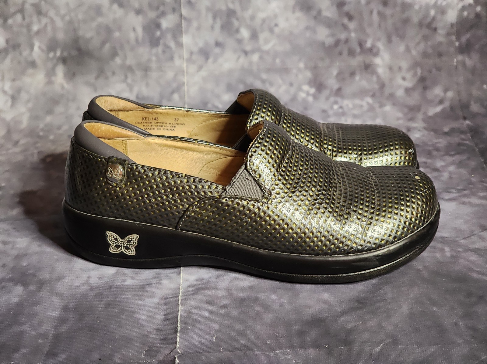 Alegria Womens Keli Pro Clogs Shoes Green Leather Slip On Low Heel EUR 37 7-7.5M