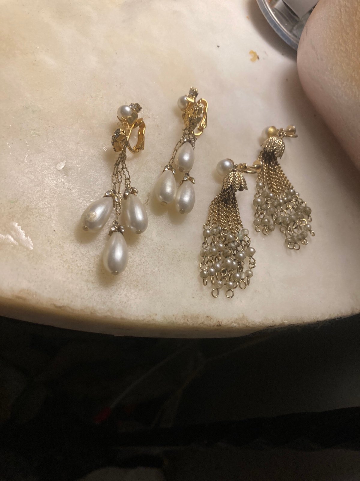 EarringsSterling 2 pairs of Mid Century clipons w/pearls