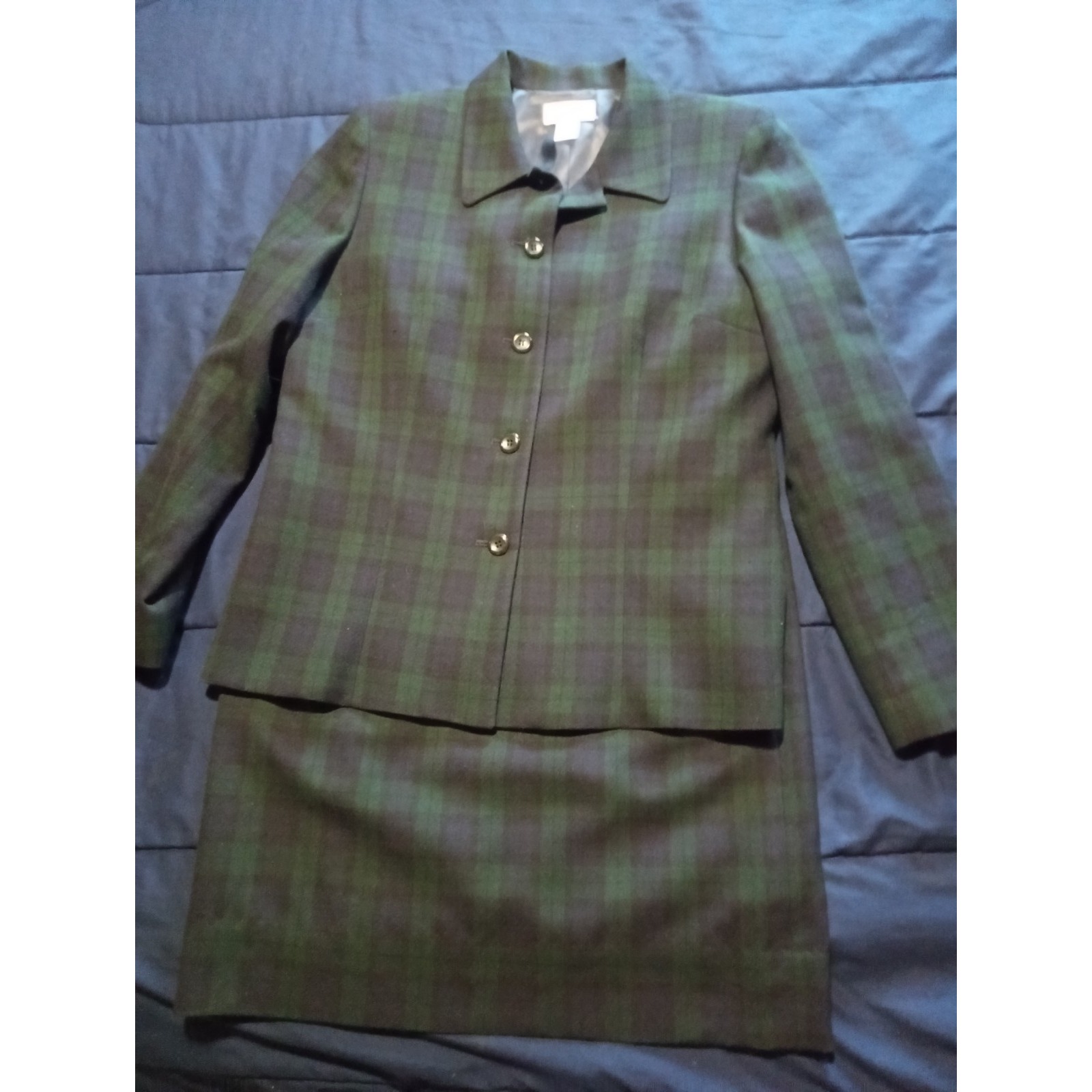 Vintage 60s Pendleton 2 Piece Wool Suit Jacket/ Skirt Lined Plaid Women's Size 8