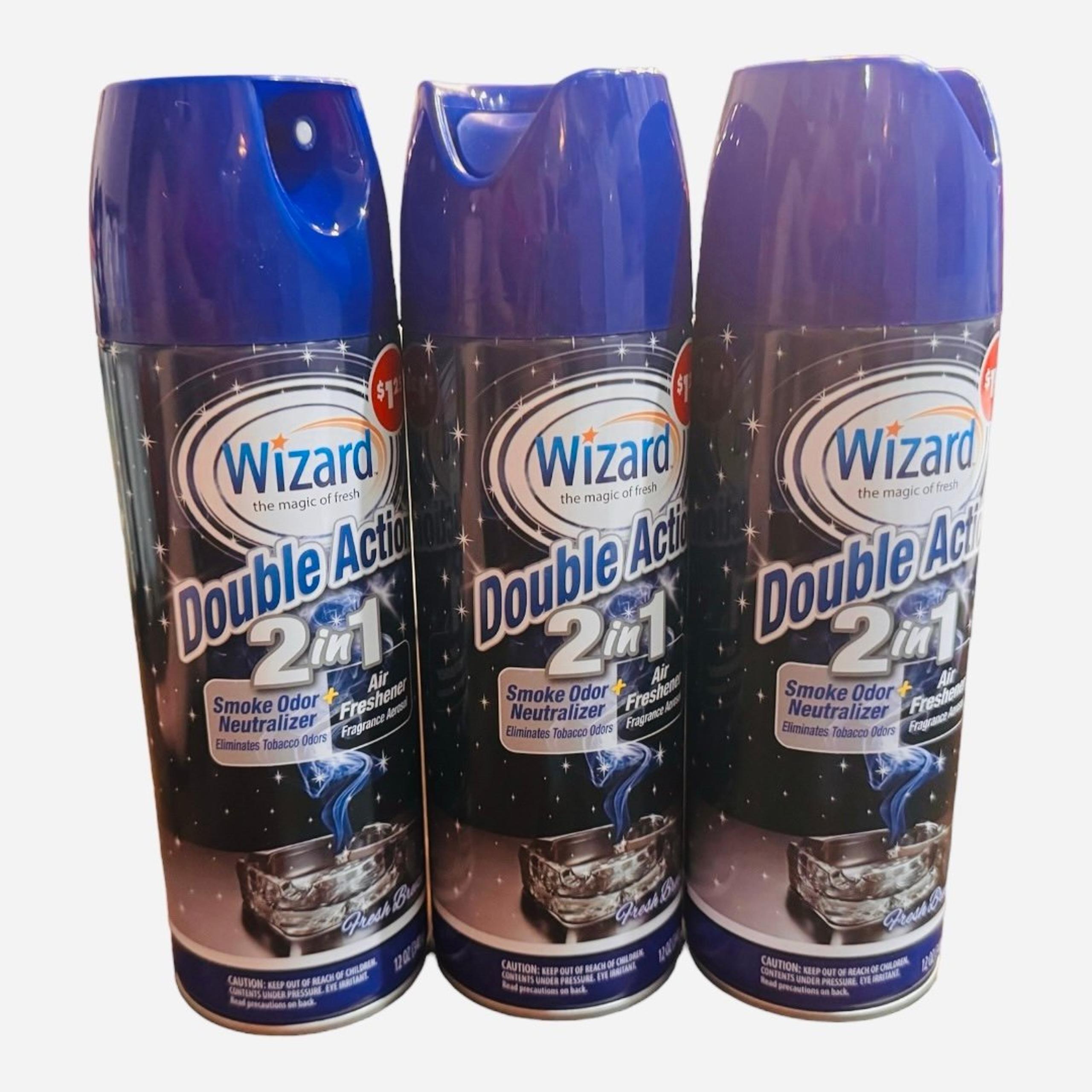 Wizard Double Action 2 In 1 Smoke Deodorizer Air Freshener Fresh Breeze X3