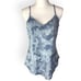 INC International Concepts Denim Tropical Rose Linen Blend Tank Top
