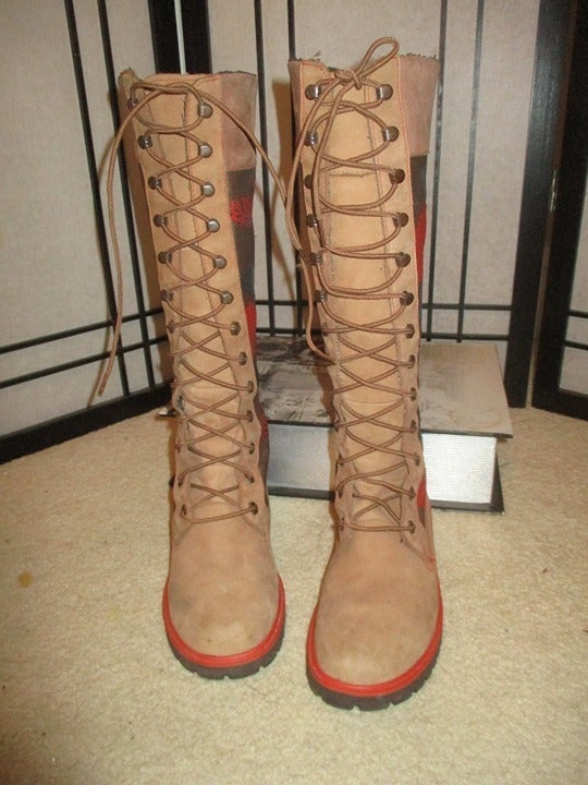 Vintage Timberland tall lace up boots shops with brocade shaft
