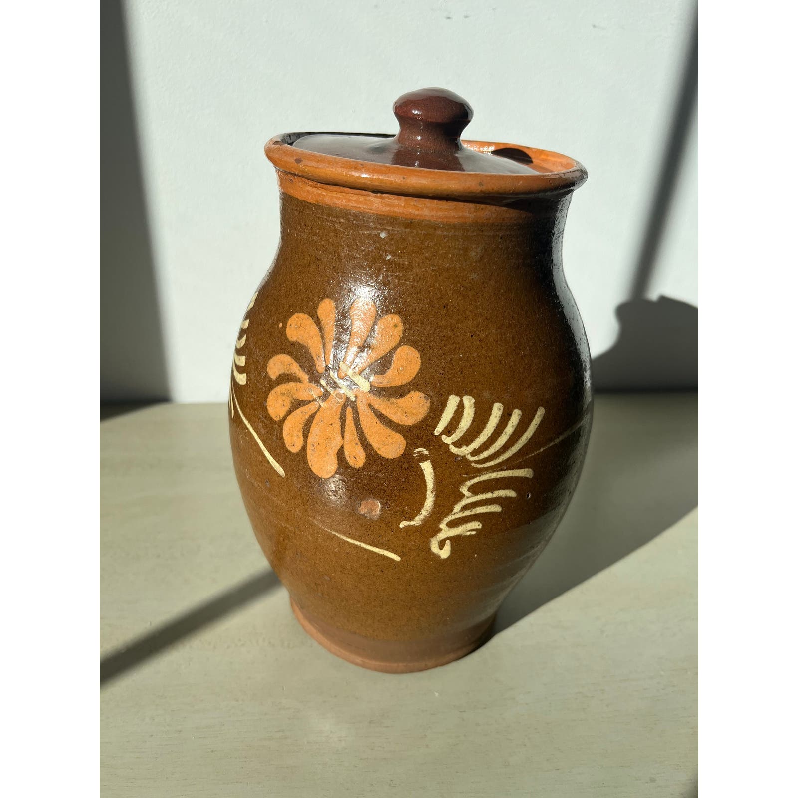 Vintage Jamestown Pottery hand crafted decorative lidded jar