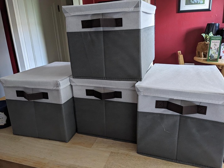 Large Storage Baskets Bins with Lids 4 Pack, Storage Baskets 14x10x9.5