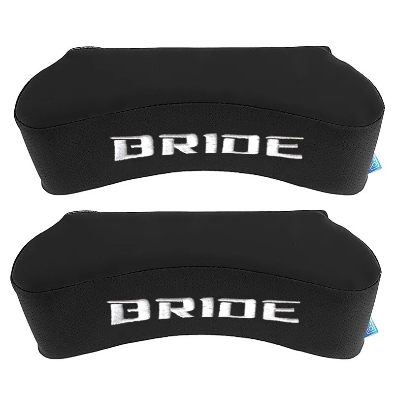 NEW UNIVERSAL 2PCS JDM BRIDE Embroidery Black Car Neck Headrest Pillow Cushion