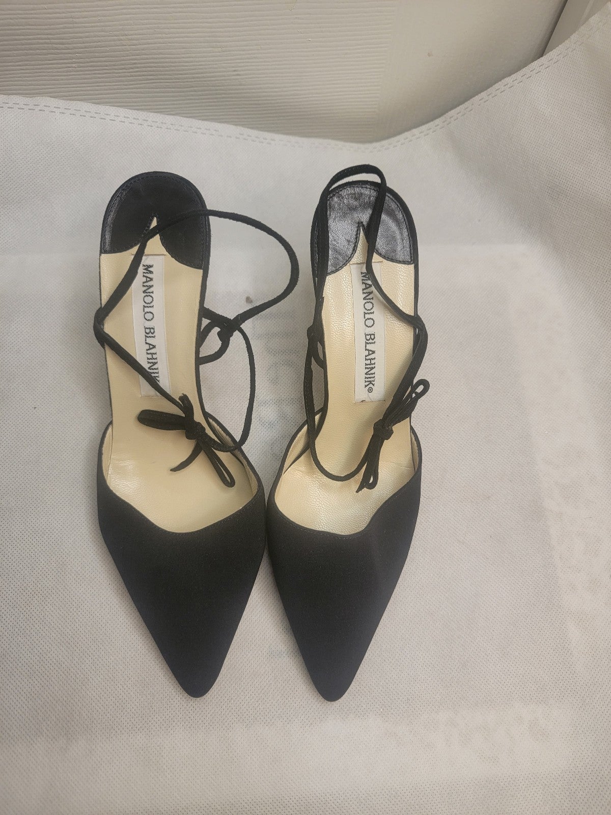 Manolo Blahnik women black heels sandals size 36.5