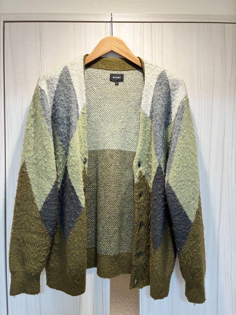 BEAMS Argyle Knit Cardigan