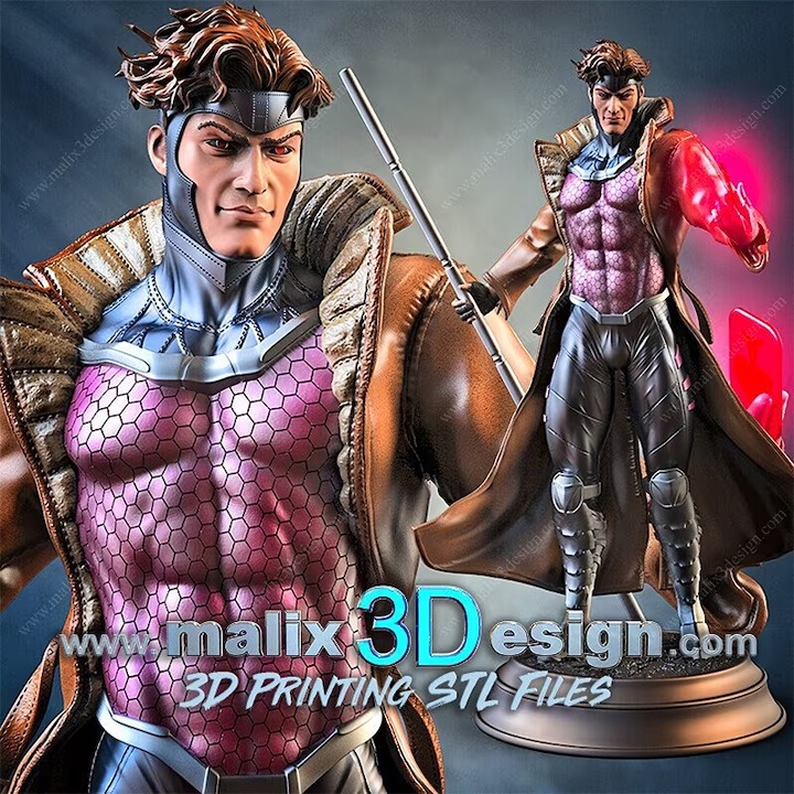 Gambit, 1:10 scale, X-Men, Resin Model Kit, Marvel, 8k 3d Print, Amazing details