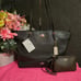 Coach 57450 Black Crossgrain Satchel Shoulderbag Tote with Dble Zip Wristlet