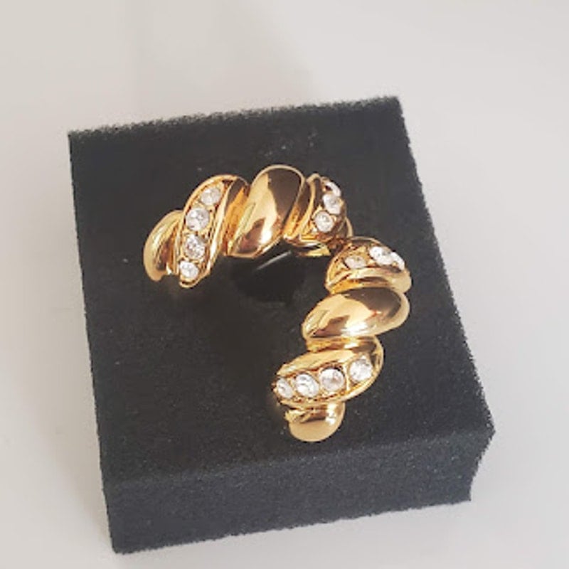 Joan Rivers Classic Collection Gold Tone Half Hoop Earrings with Crystals