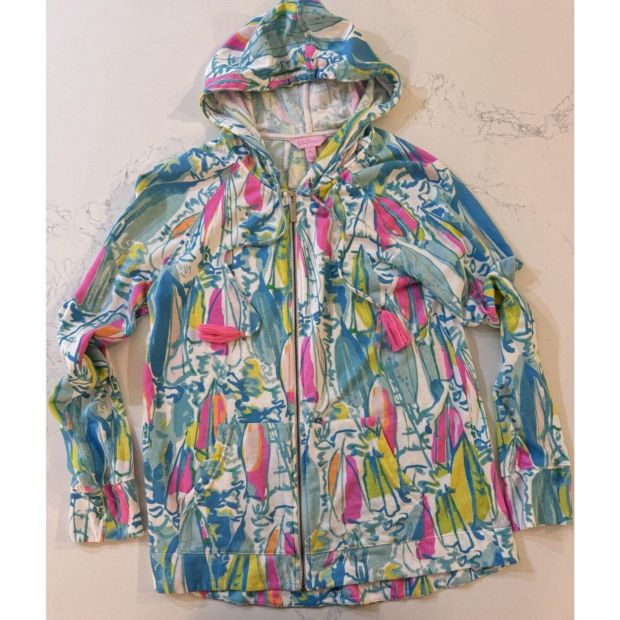 Lilly Pulitzer Jacket Regatta Women’s Small Pink Aqua Tropical Beach Vacation