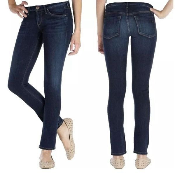 Agolde dark wash distressed stretchy Chloe low rise 24 jeans