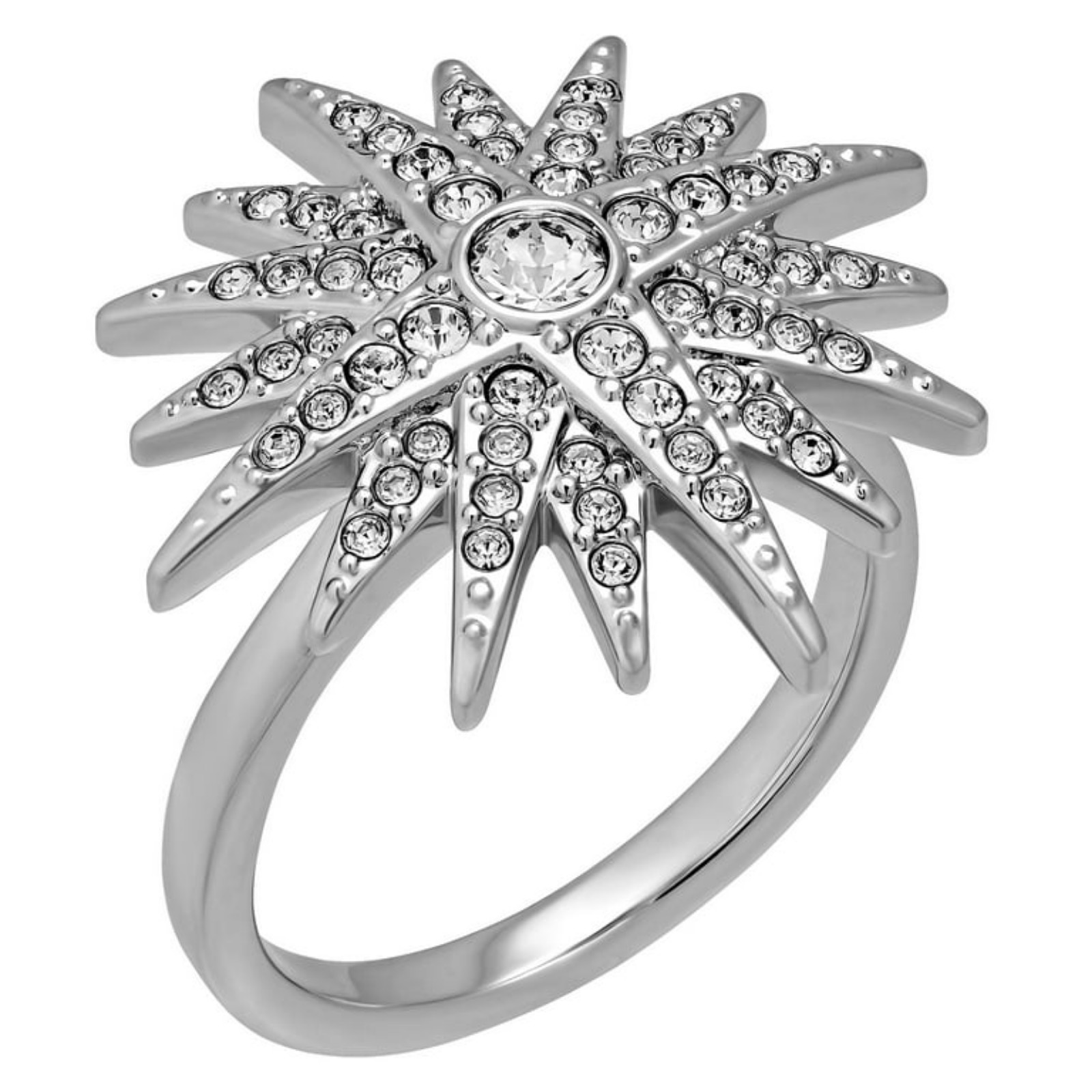 Swarovski Valentines Balthus Rhodium Plated Crystal PavÃ© Star Ring Size 7/55