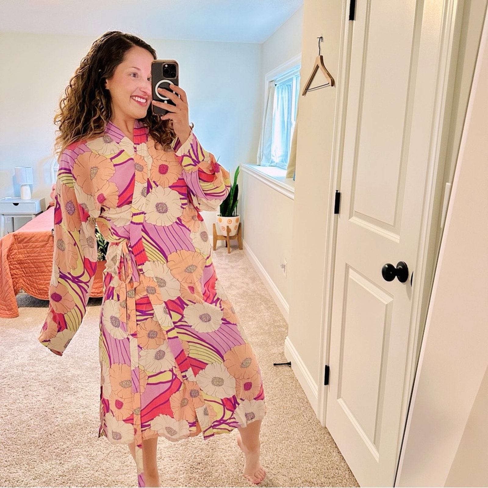 Rachel Comey Pink Purple Pop Floral Silk Robe Dress XS/S Oversized