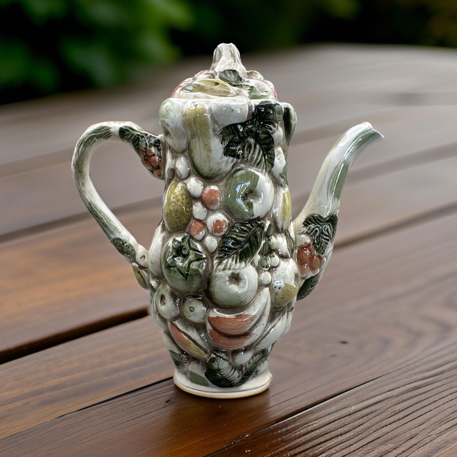 Rare Lefton Fruits of Italy Majolica Style Vintage Coffee/Teapot 1950s Japan