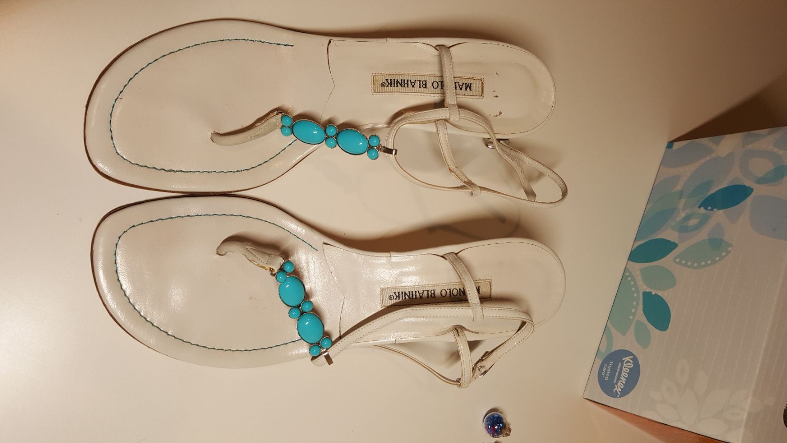 White Turquoise Sandals