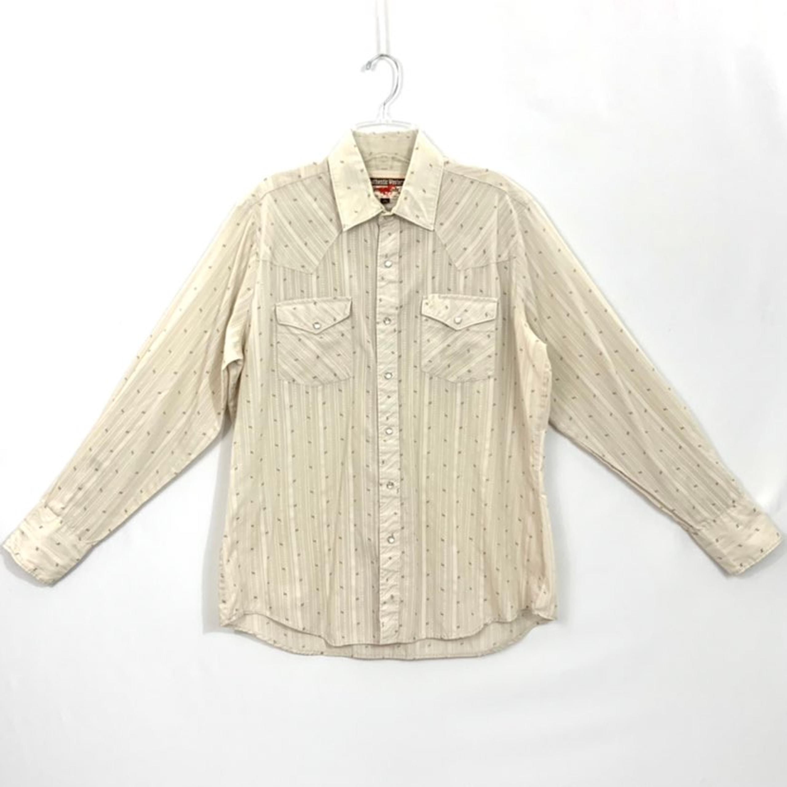Vtg Authentic Western Youngbloods Beige Long Sleeve Shirt Pearl Snap Sz Large