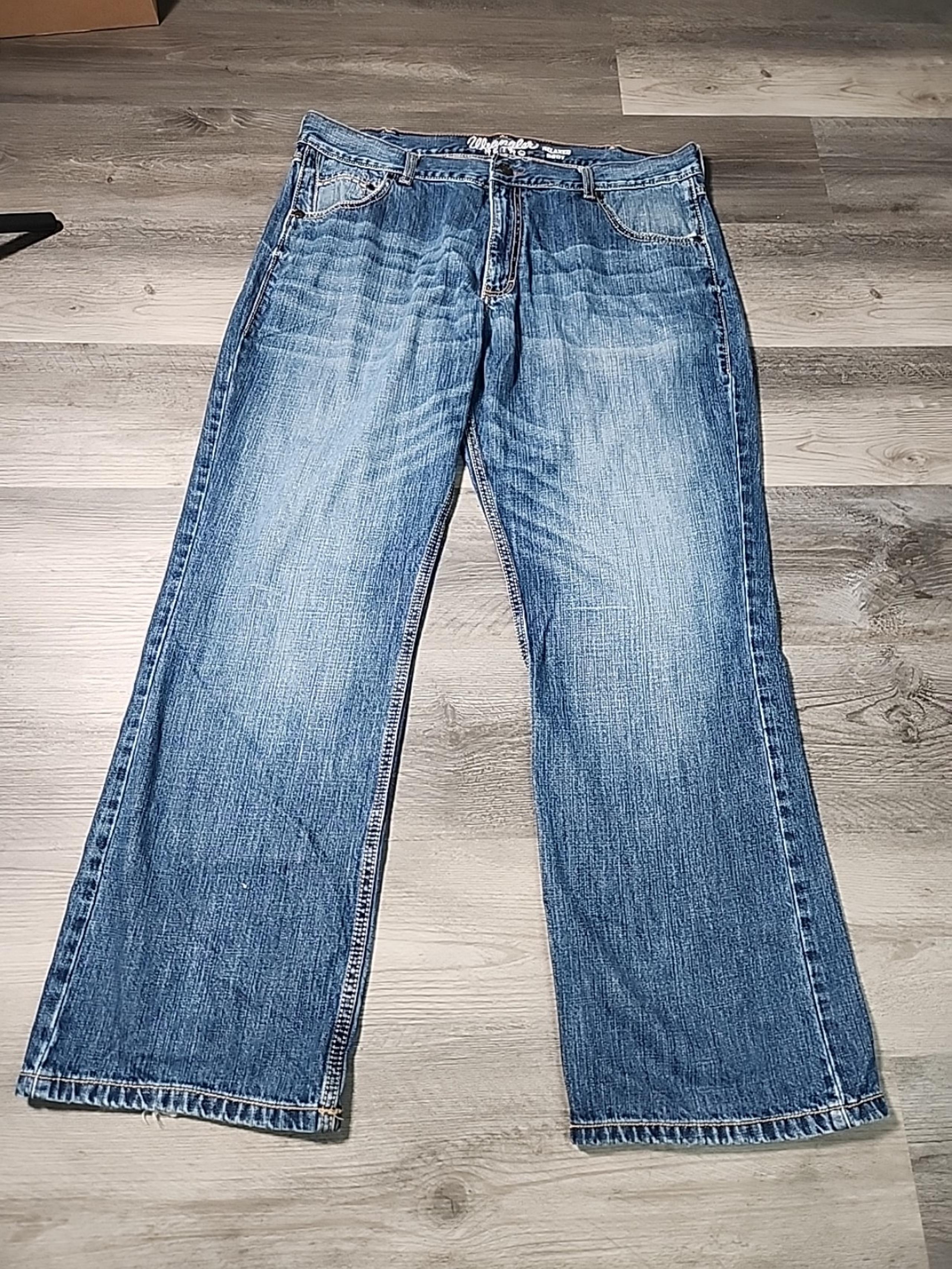 Wrangler Retro Jeans Mens 38x32 Blue Relaxed Boot Denim Cowboy Western Cotton