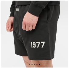Men’s Essentials Black Athletic Shorts with 1977 Print Small