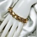 Vtg Chunky Goldtone Double Chain Link Bracelet Textured Hearts Pearls 7.25” EUC